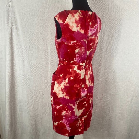 Adrianna Papell Red & Pink Sheath Dress Size 10 - Picture 12 of 16